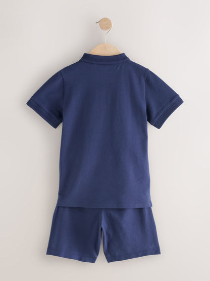 Navy Short Sleeve Polo Shirt and Shorts Set (3-16yrs) image 7