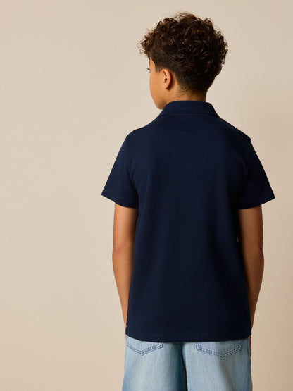 Dsiney Kidz - Navy/White Button Through Short Sleeve Jersey Shirt (3-16yrs) image 3