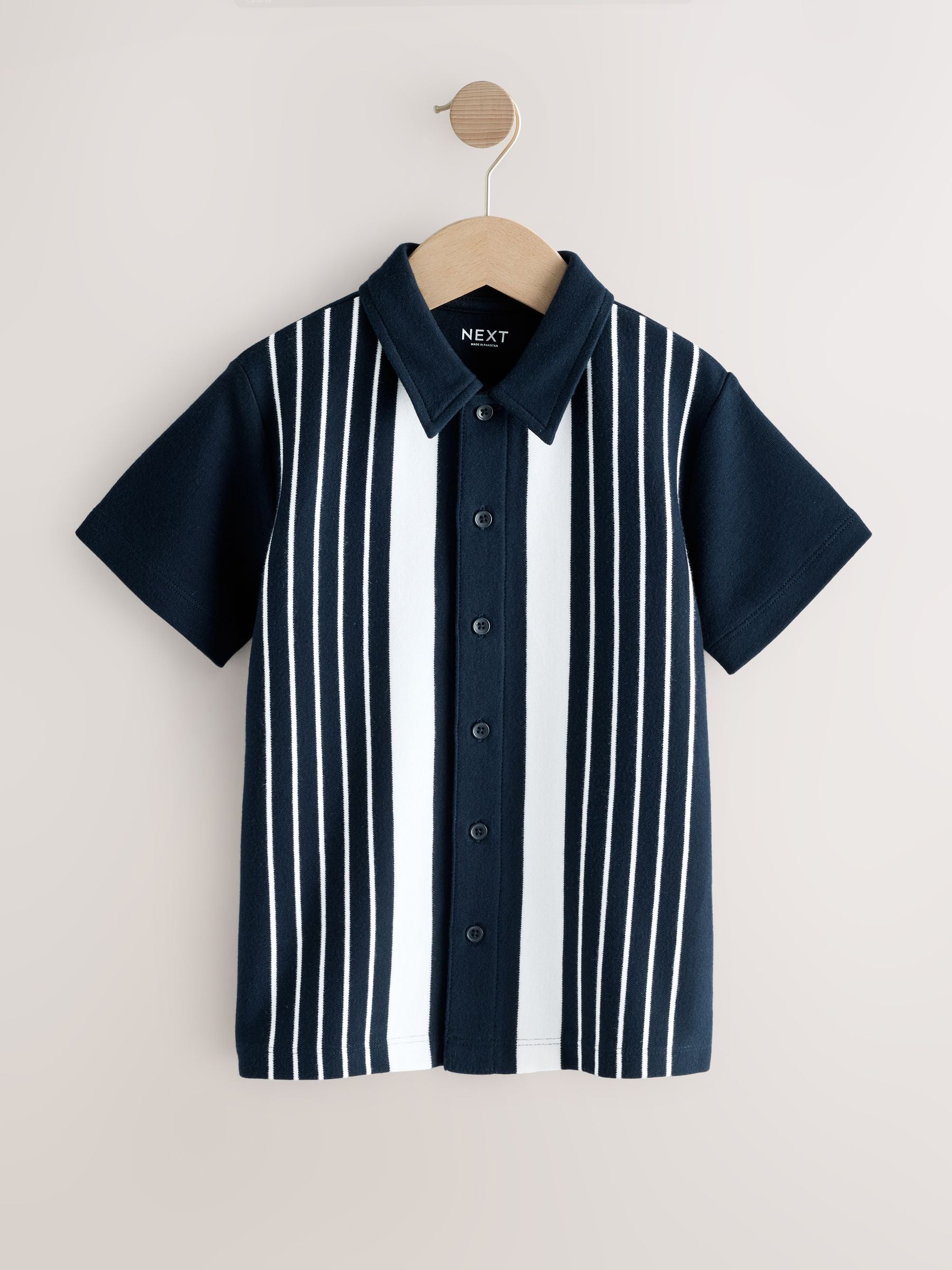 Dsiney Kidz - Navy/White Button Through Short Sleeve Jersey Shirt (3-16yrs) image 4