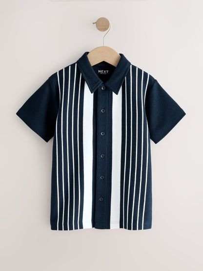 Dsiney Kidz - Navy/White Button Through Short Sleeve Jersey Shirt (3-16yrs) image 4