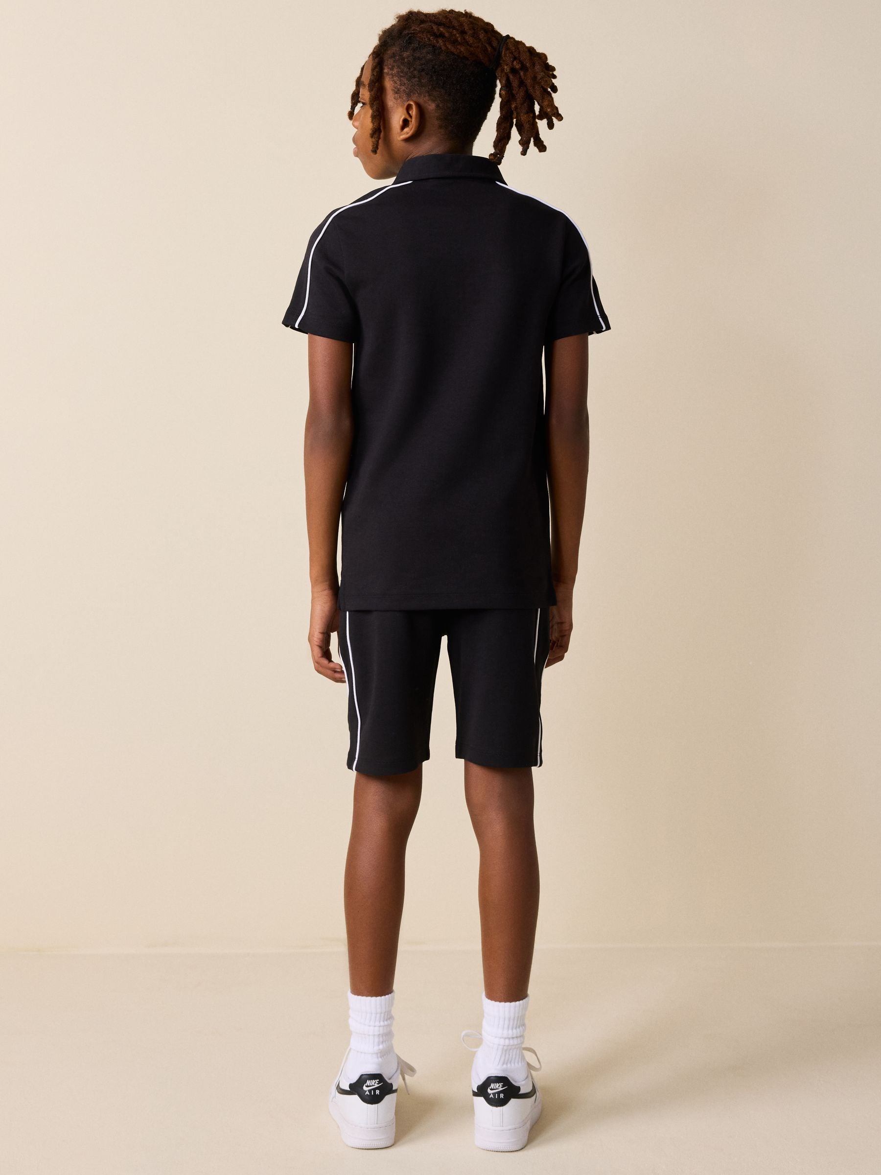 Dsiney Kidz - Black Zip Neck Polo Shirt and Shorts Set (3-16yrs) image 3