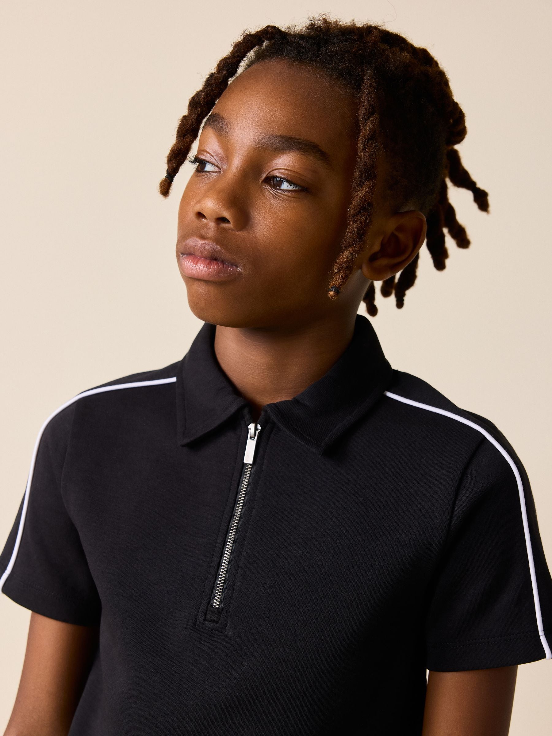 Dsiney Kidz - Black Zip Neck Polo Shirt and Shorts Set (3-16yrs) image 4
