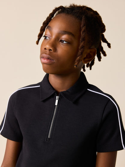 Dsiney Kidz - Black Zip Neck Polo Shirt and Shorts Set (3-16yrs) image 4
