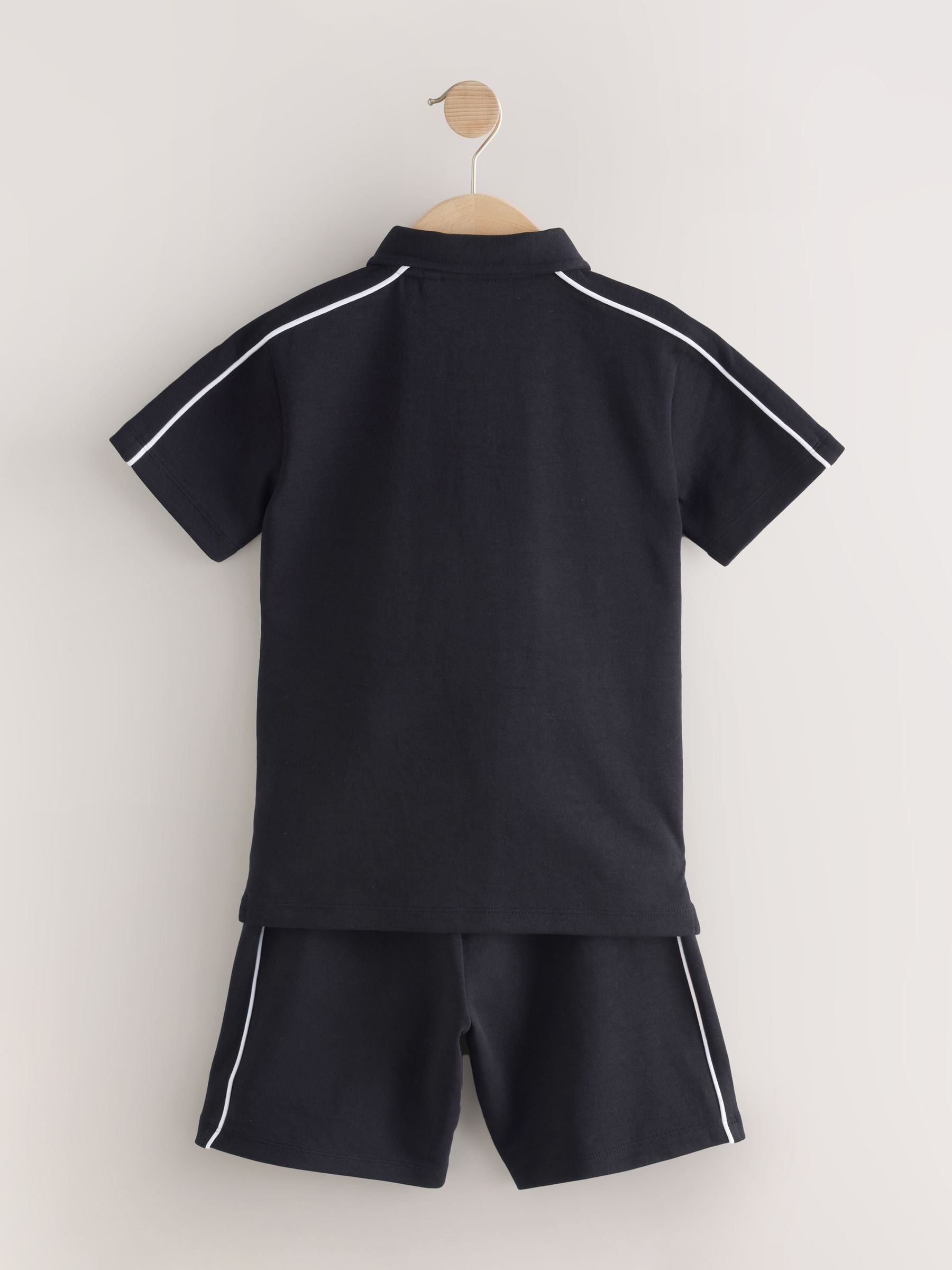 Dsiney Kidz - Black Zip Neck Polo Shirt and Shorts Set (3-16yrs) image 6