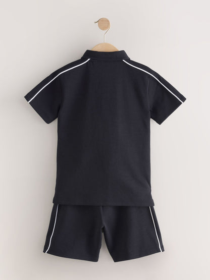 Dsiney Kidz - Black Zip Neck Polo Shirt and Shorts Set (3-16yrs) image 6