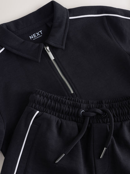 Dsiney Kidz - Black Zip Neck Polo Shirt and Shorts Set (3-16yrs) image 7