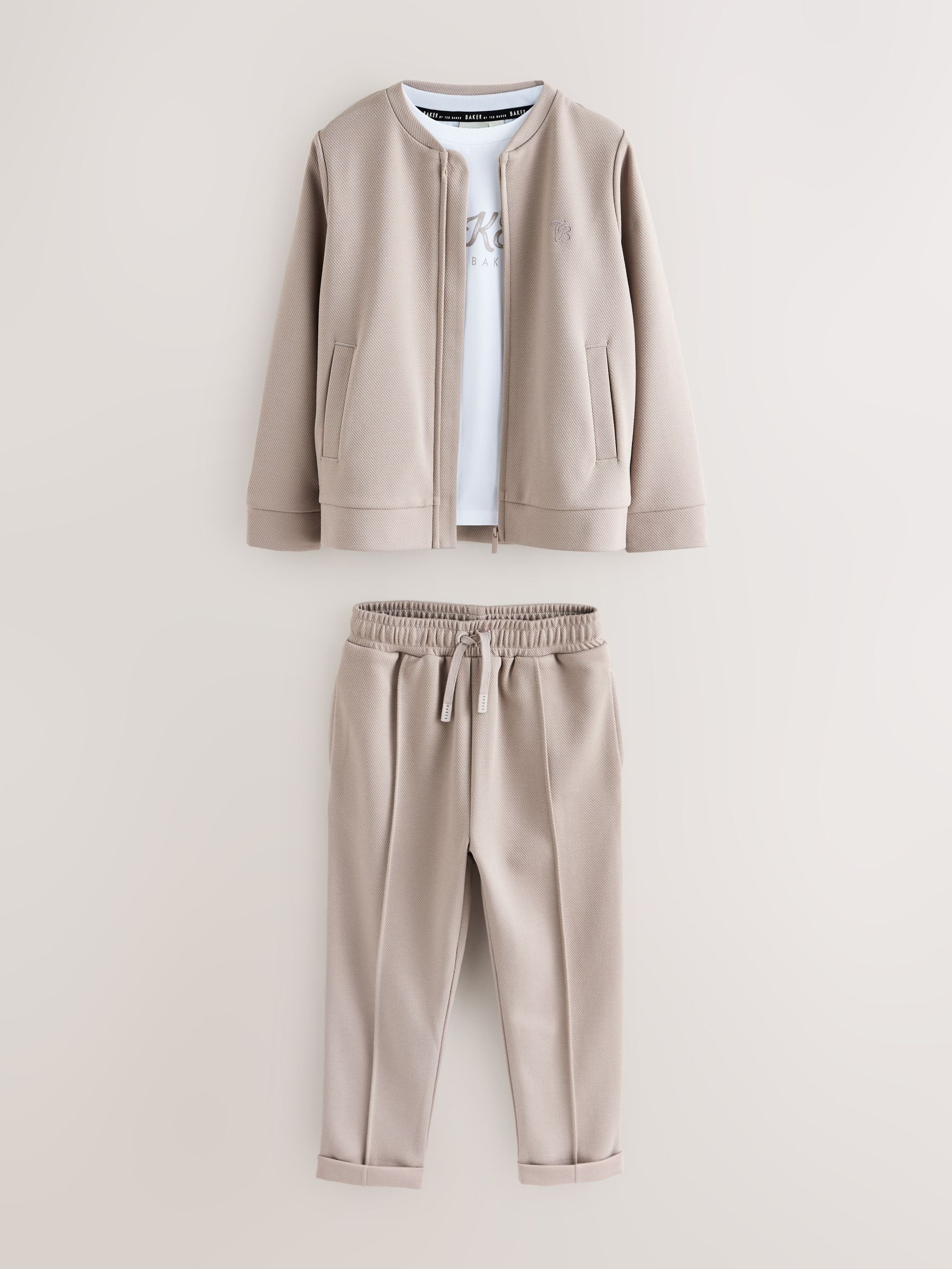 Baker by Ted Baker Textured Stone Jacket T-Shirt and Trousers Set image 8