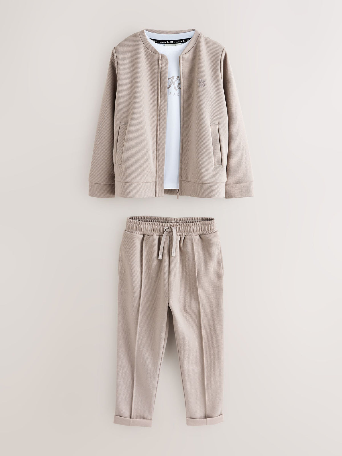 Dsiney Kidz - Baker by Ted Baker Textured Stone Jacket T-Shirt and Trousers Set image 8