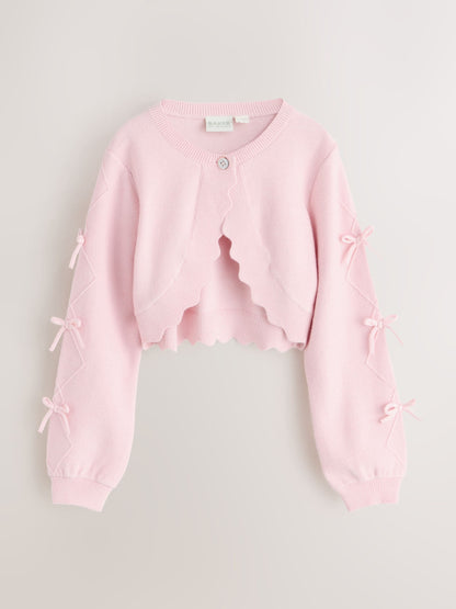 Dsiney Kidz - Baker by Ted Baker Bow Sleeve Scallop Edge Cardigan image 1