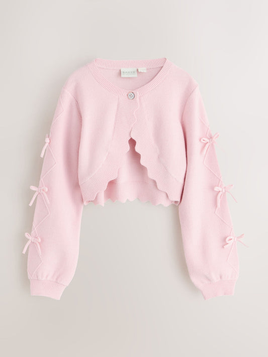 Dsiney Kidz - Baker by Ted Baker Bow Sleeve Scallop Edge Cardigan image 1