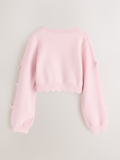 Dsiney Kidz - Baker by Ted Baker Bow Sleeve Scallop Edge Cardigan image 2