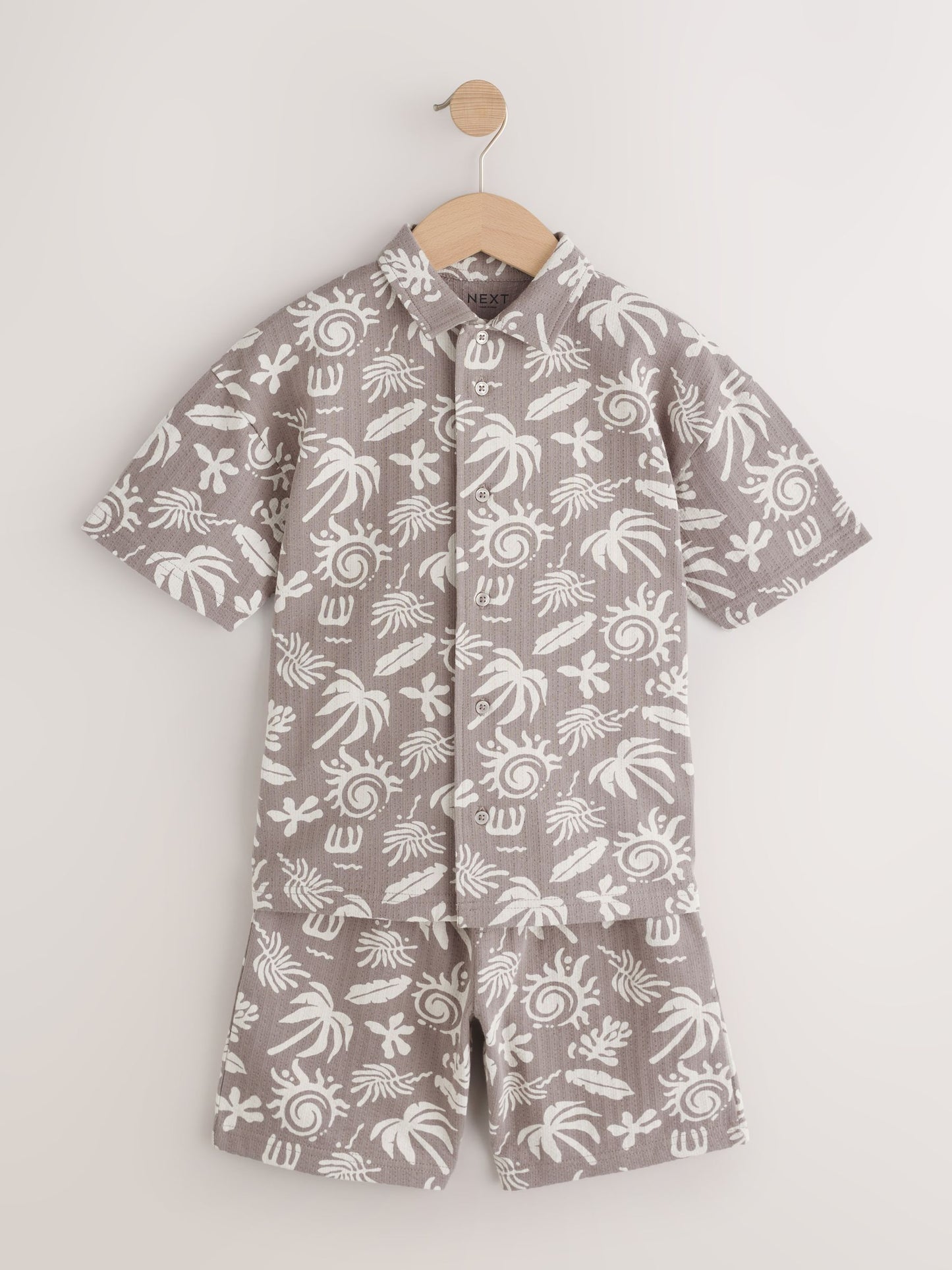 Dsiney Kidz - Brown/Ecru Printed Revere Button Through Shirt and Shorts Set (3-16yrs) image 5