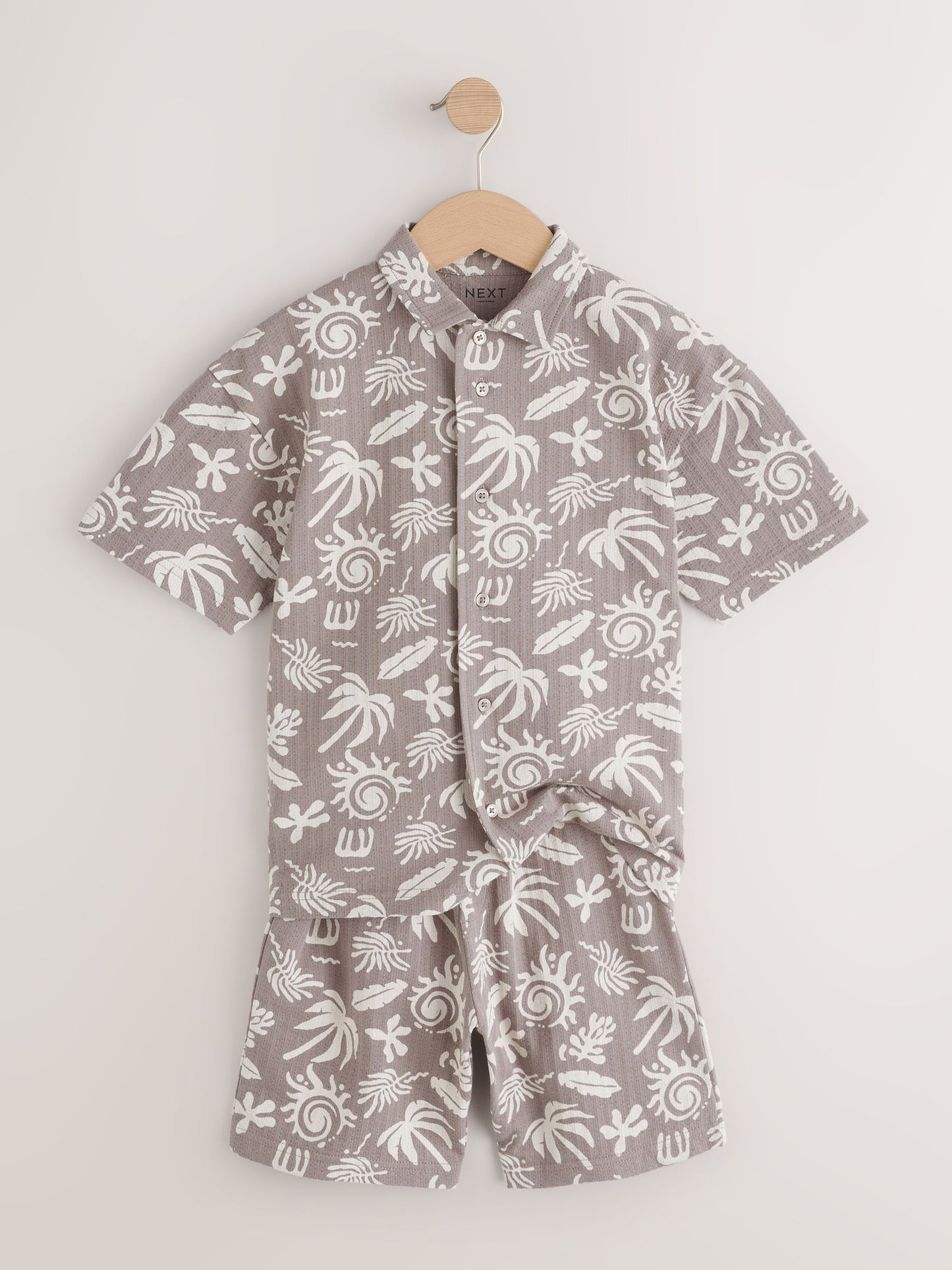 Dsiney Kidz - Brown/Ecru Printed Revere Button Through Shirt and Shorts Set (3-16yrs) image 7