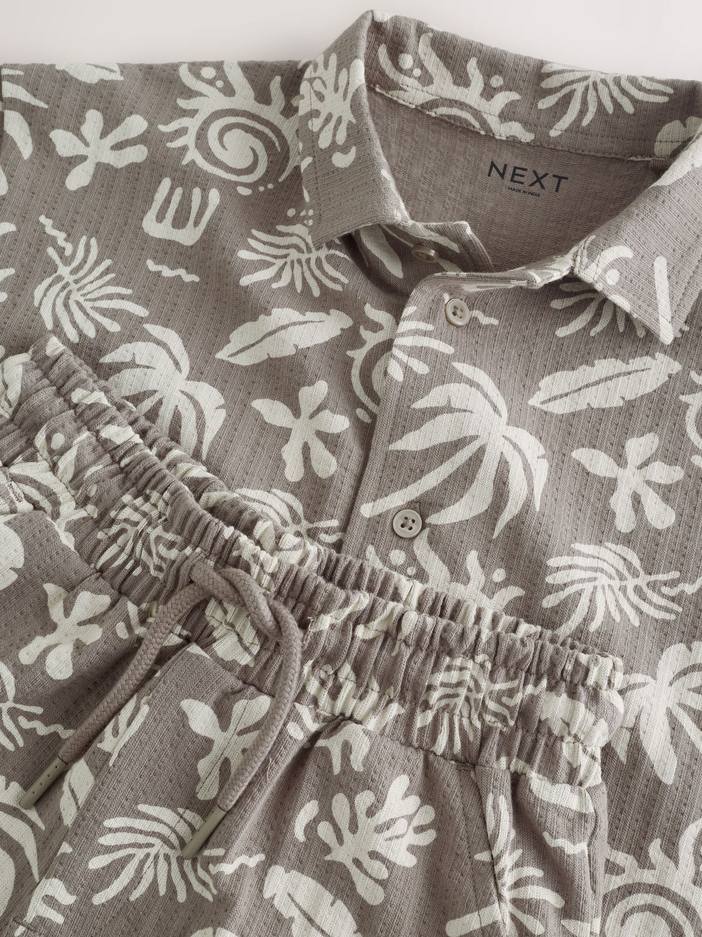 Dsiney Kidz - Brown/Ecru Printed Revere Button Through Shirt and Shorts Set (3-16yrs) image 8