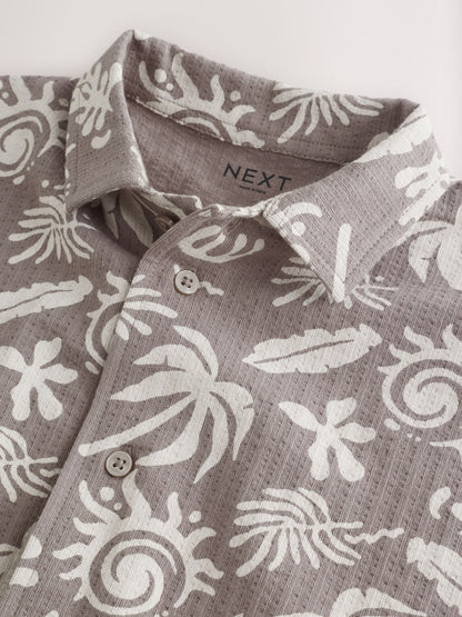 Dsiney Kidz - Brown/Ecru Printed Revere Button Through Shirt and Shorts Set (3-16yrs) image 9