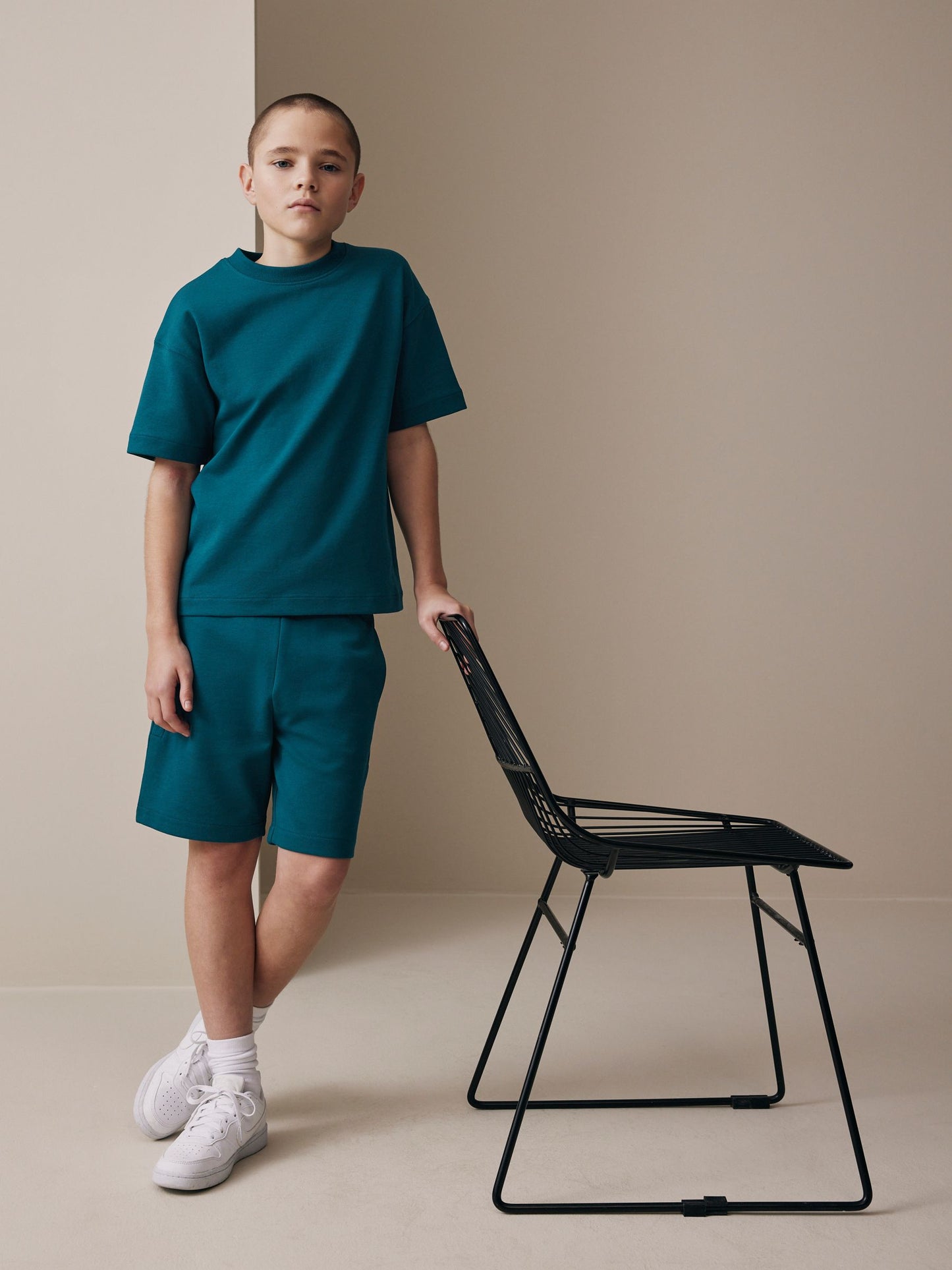 Dsiney Kidz - Teal Blue Relaxed Fit Heavyweight T-Shirt and Shorts Set (3-16yrs) image 2