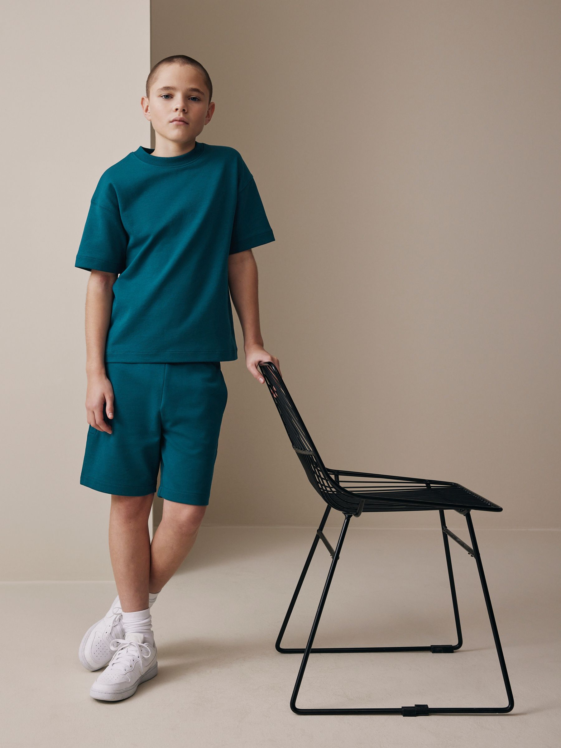 Dsiney Kidz - Teal Blue Relaxed Fit Heavyweight T-Shirt and Shorts Set (3-16yrs) image 2