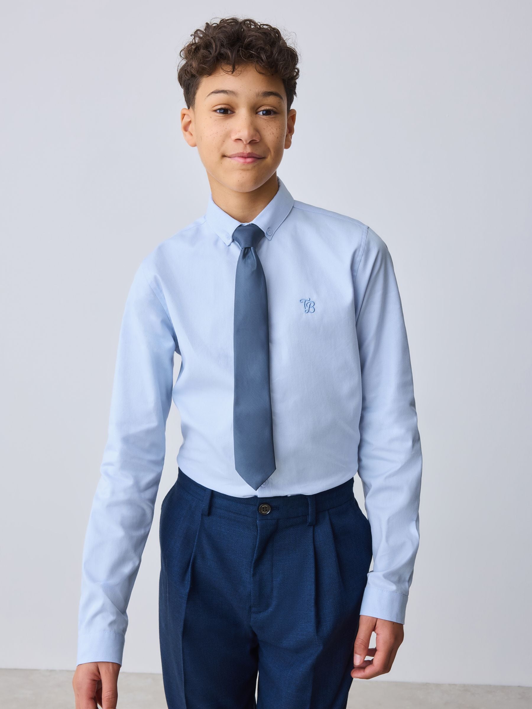 Dsiney Kidz - Baker by Ted Baker Blue Long Sleeve Shirt with Tie image 1