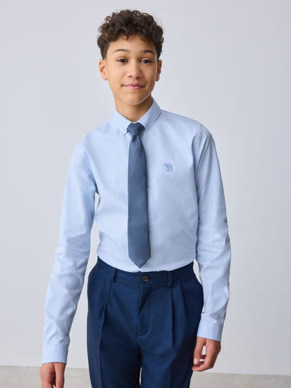 Dsiney Kidz - Baker by Ted Baker Blue Long Sleeve Shirt with Tie image 1