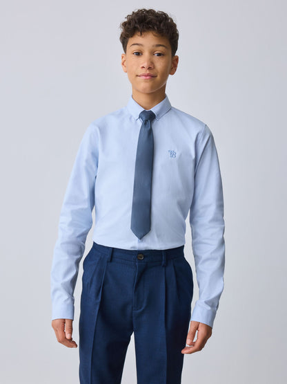 Dsiney Kidz - Baker by Ted Baker Blue Long Sleeve Shirt with Tie image 2