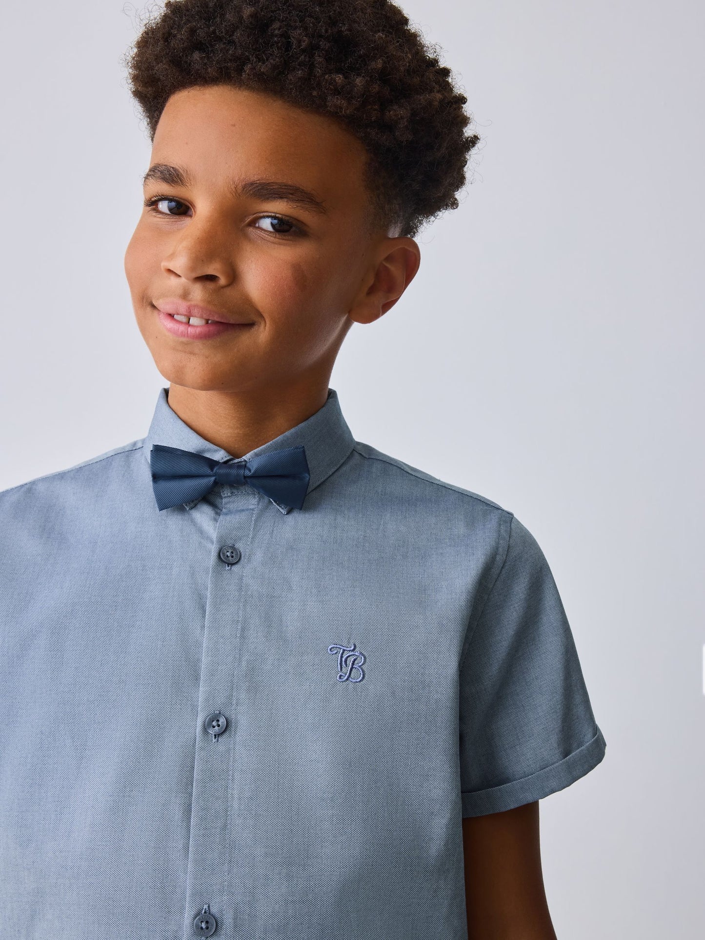 Dsiney Kidz - Baker by Ted Baker Blue Short Sleeve Shirt with Bow Tie image 4