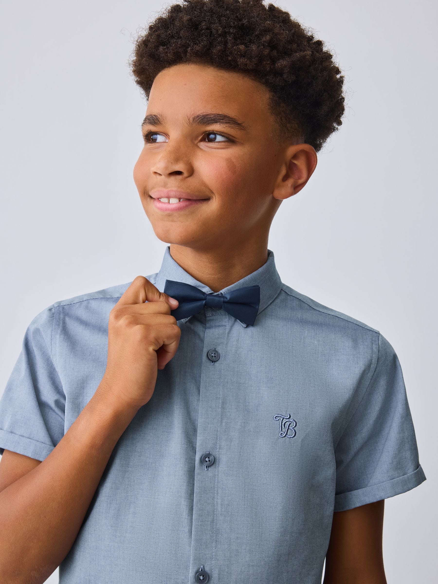 Dsiney Kidz - Baker by Ted Baker Blue Short Sleeve Shirt with Bow Tie image 5