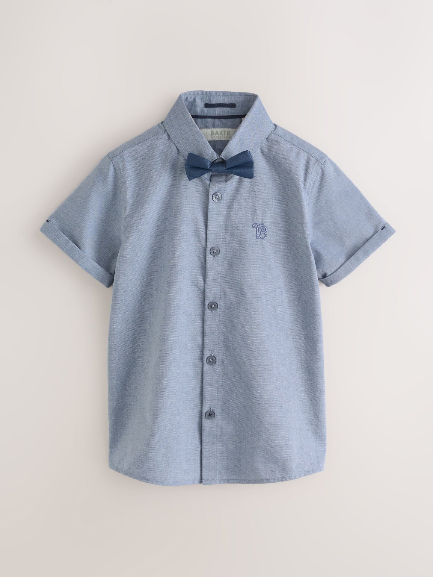 Baker by Ted Baker Blue Short Sleeve Shirt with Bow Tie image 6