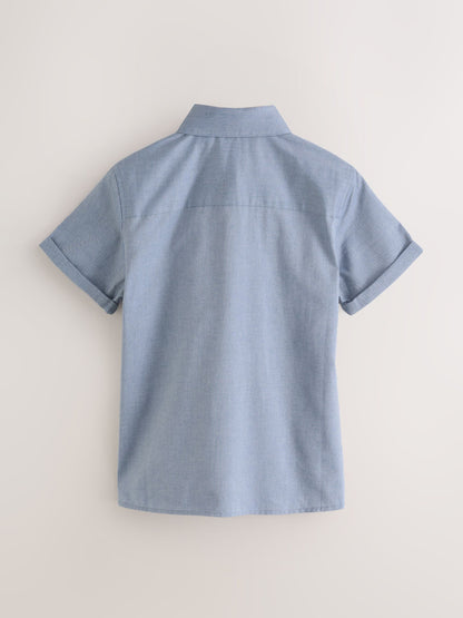 Baker by Ted Baker Blue Short Sleeve Shirt with Bow Tie image 7
