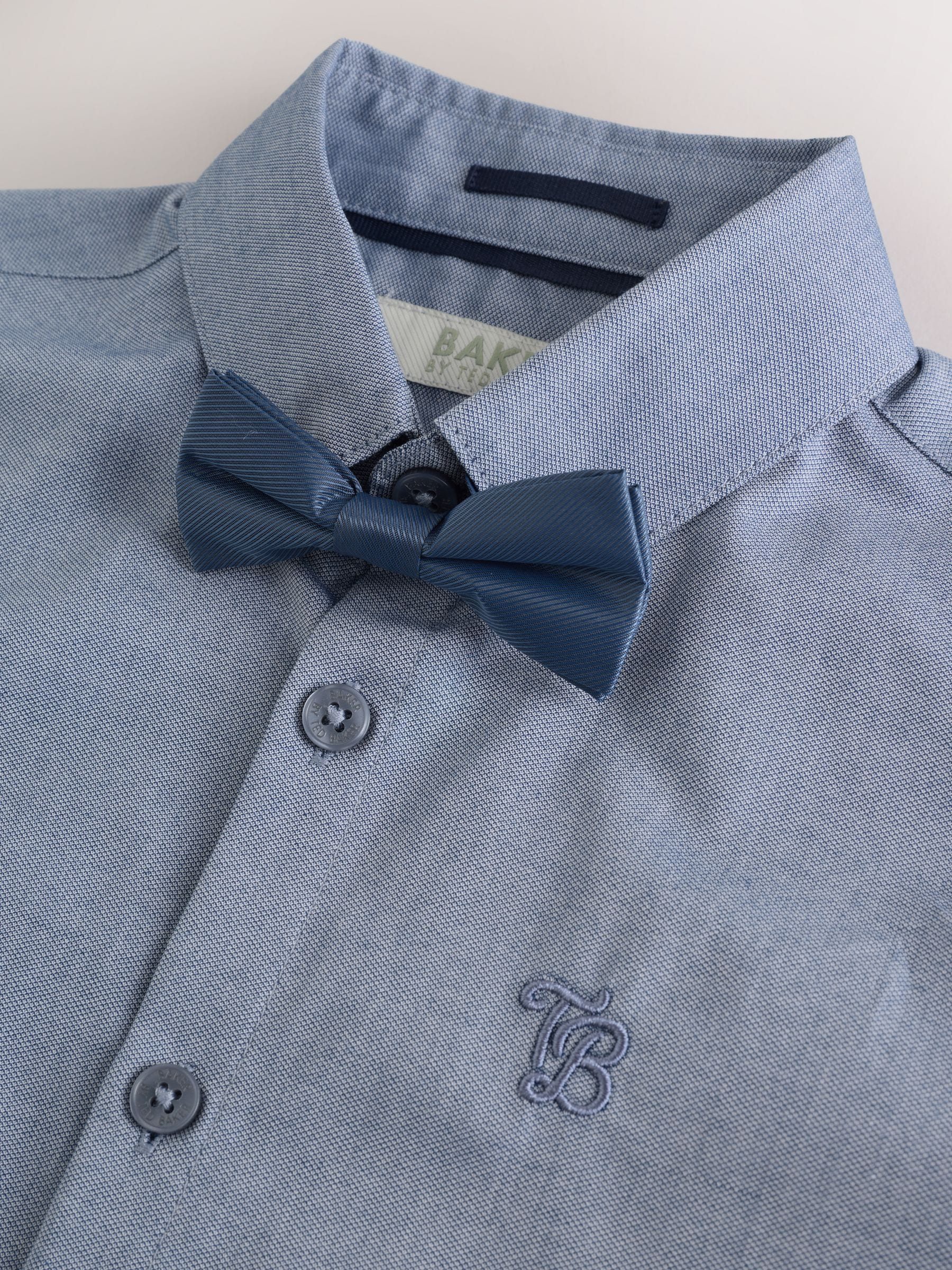 Baker by Ted Baker Blue Short Sleeve Shirt with Bow Tie image 8