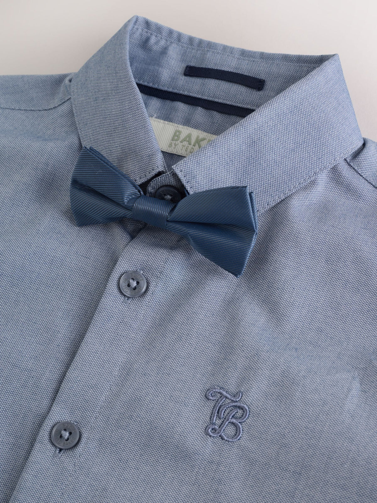 Dsiney Kidz - Baker by Ted Baker Blue Short Sleeve Shirt with Bow Tie image 8