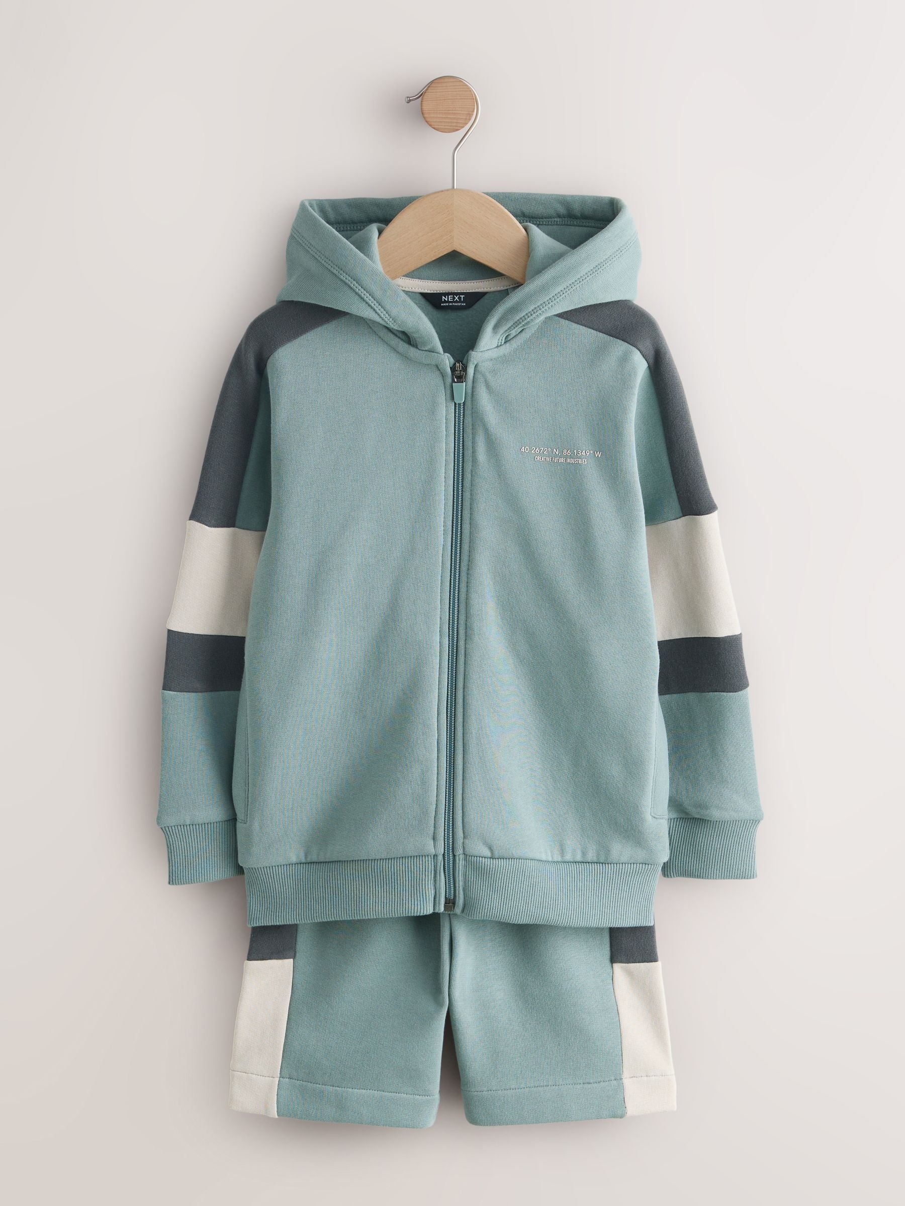 Dsiney Kidz - Mineral Green Colourblock Zip Through Hoodie Set (3-16yrs) image 1