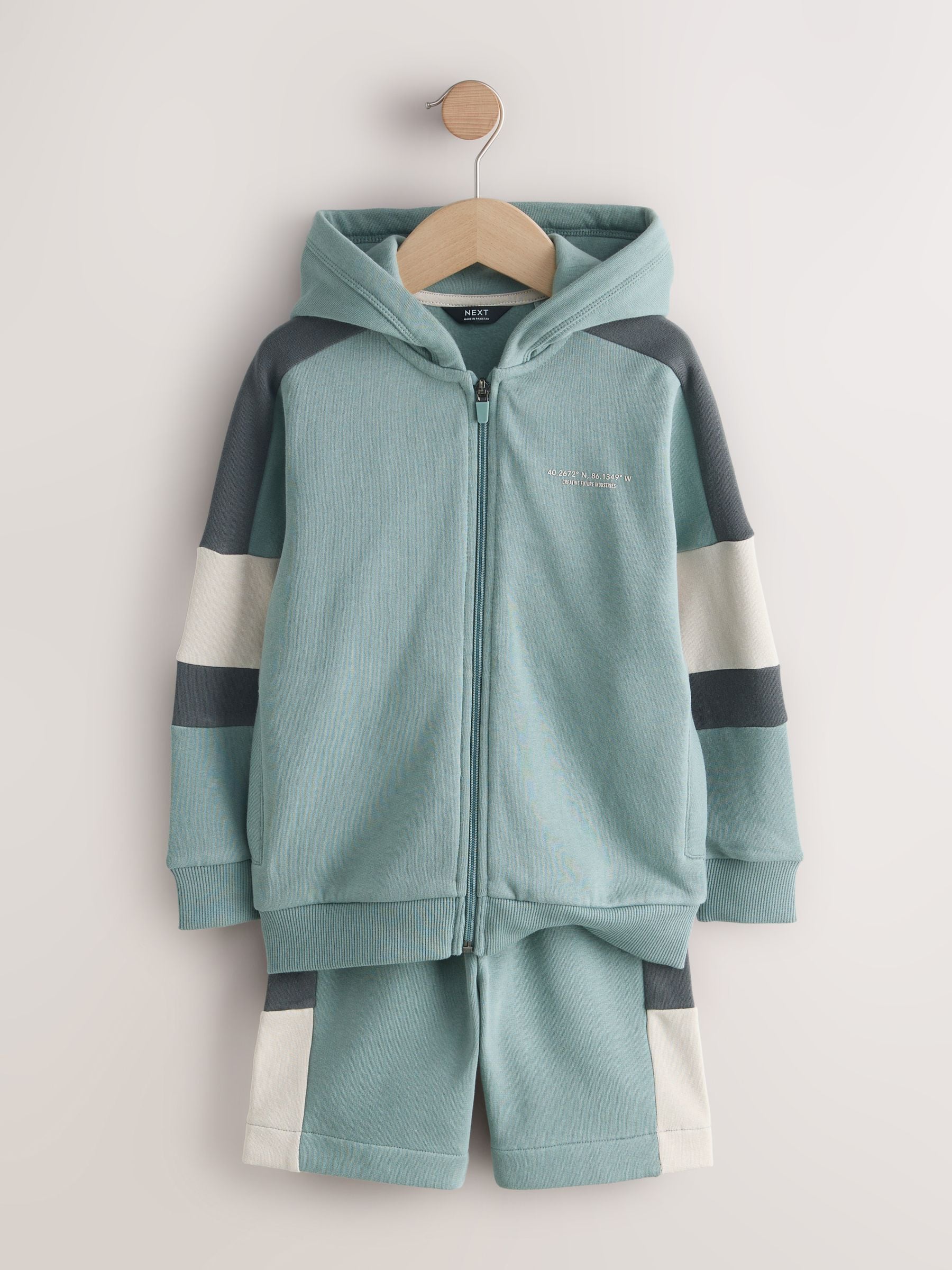 Dsiney Kidz - Mineral Green Colourblock Zip Through Hoodie Set (3-16yrs) image 2