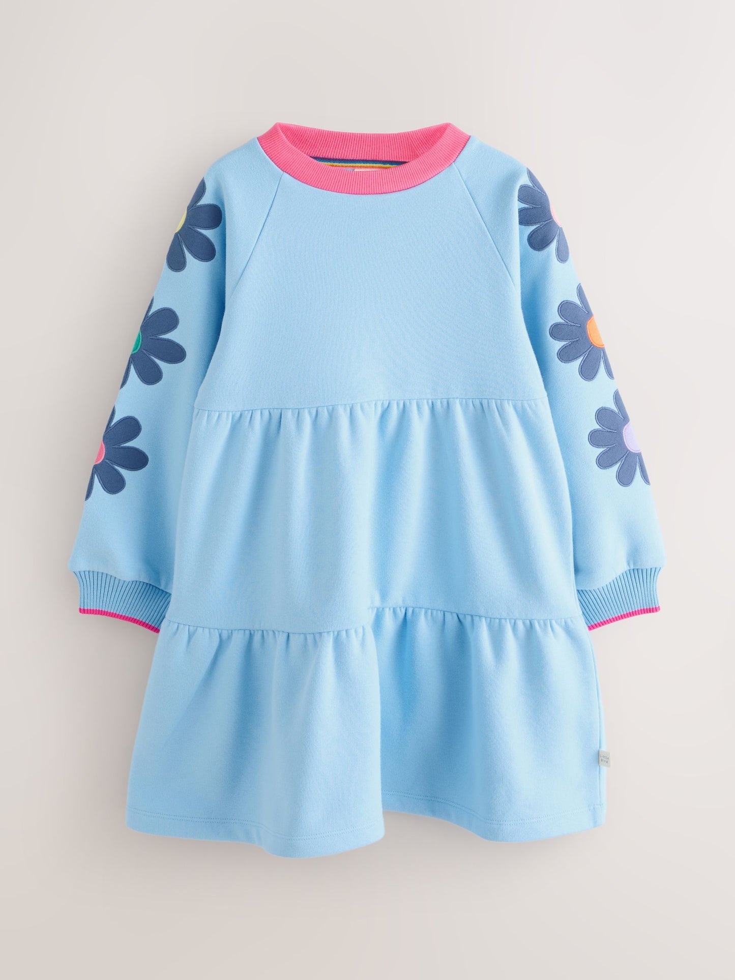 Little Bird by Jools Oliver Blue Appliqué Floral Skater Sweat Dress image 2