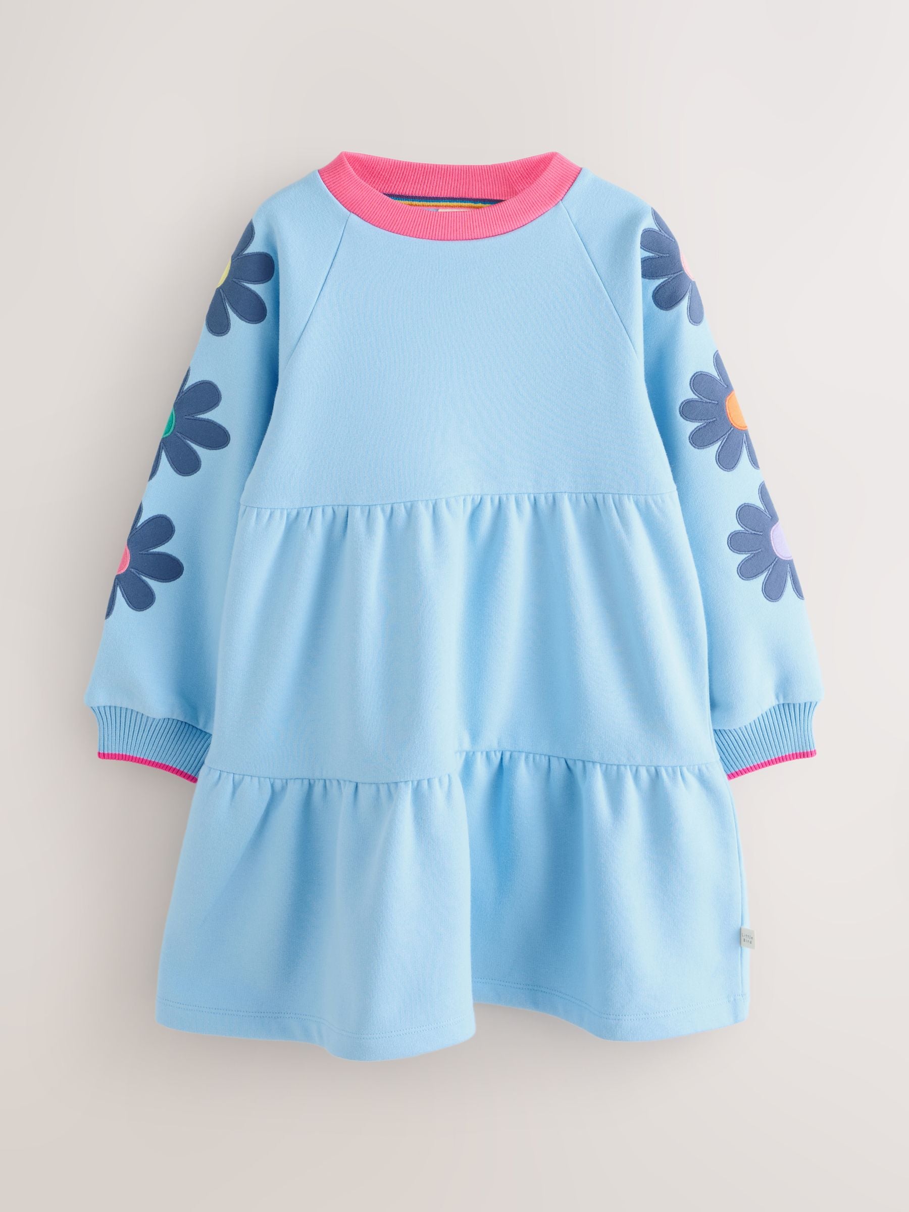 Little Bird by Jools Oliver Blue Appliqué Floral Skater Sweat Dress image 2