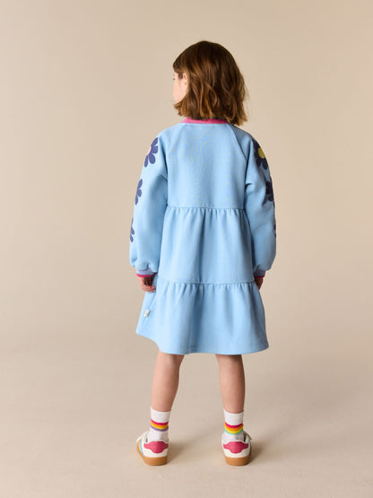 Little Bird by Jools Oliver Blue Appliqué Floral Skater Sweat Dress image 6