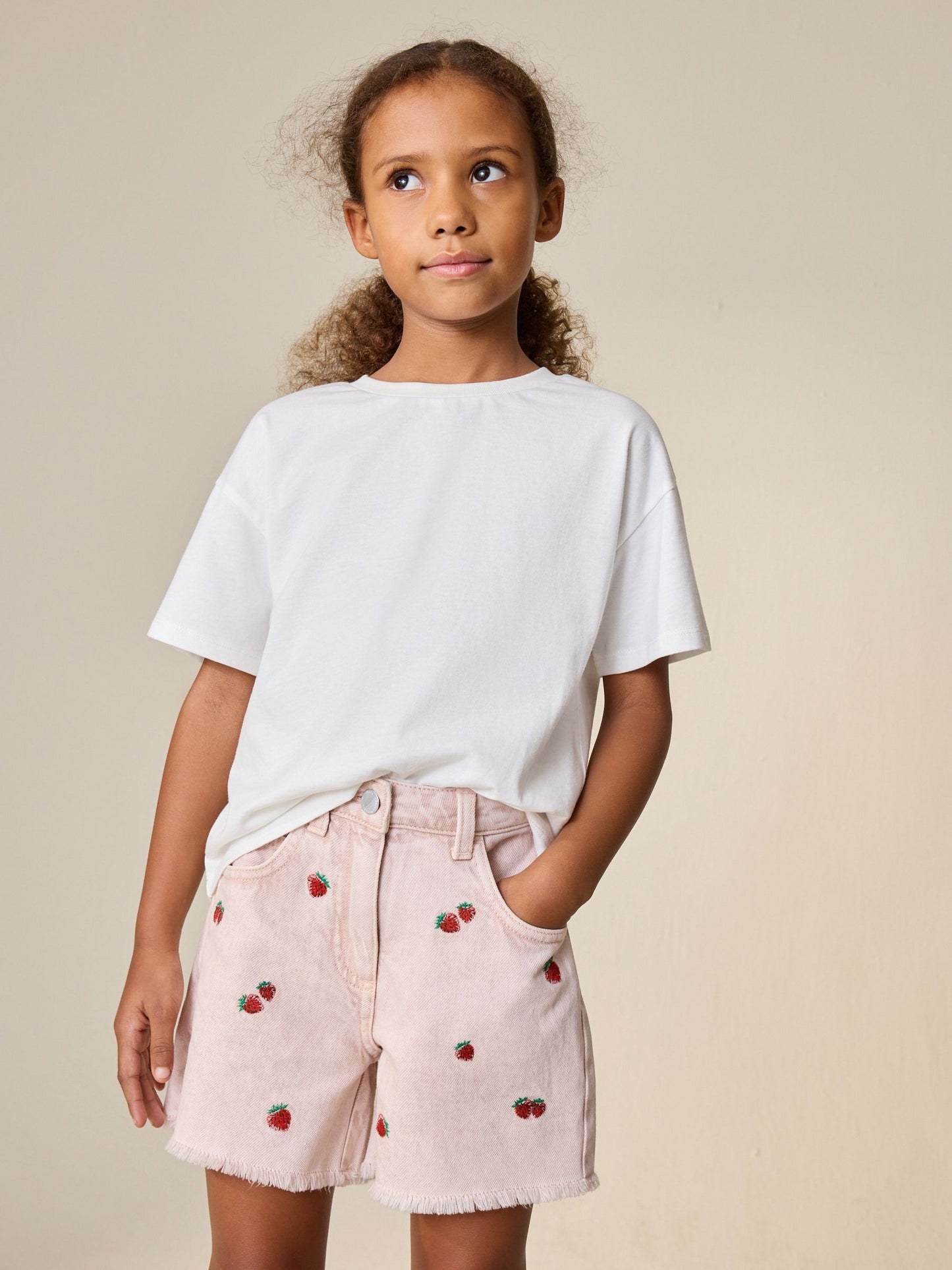 Dsiney Kidz - Pink Strawberry Embroidered Bermuda Shorts (3-16yrs) image 3