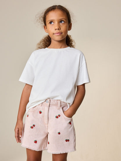 Dsiney Kidz - Pink Strawberry Embroidered Bermuda Shorts (3-16yrs) image 3