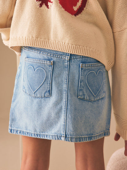 Dsiney Kidz - Light Blue Heart Pocket Denim Skirt (3-16yrs) image 4