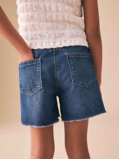 Dsiney Kidz - Dark Blue Denim Longer Length Frayed Edge Denim Shorts (3-16yrs) image 3