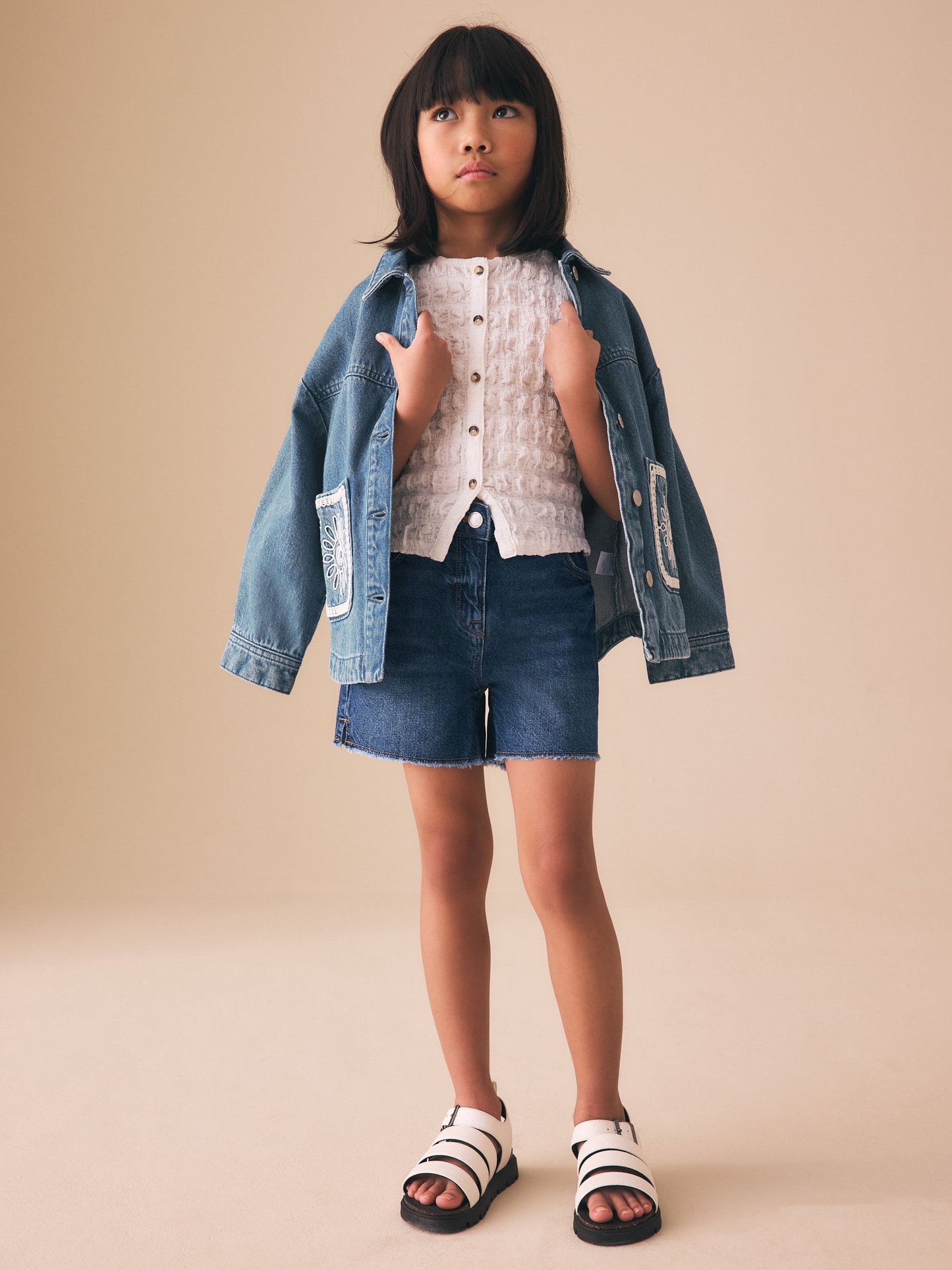 Dsiney Kidz - Dark Blue Denim Longer Length Frayed Edge Denim Shorts (3-16yrs) image 4