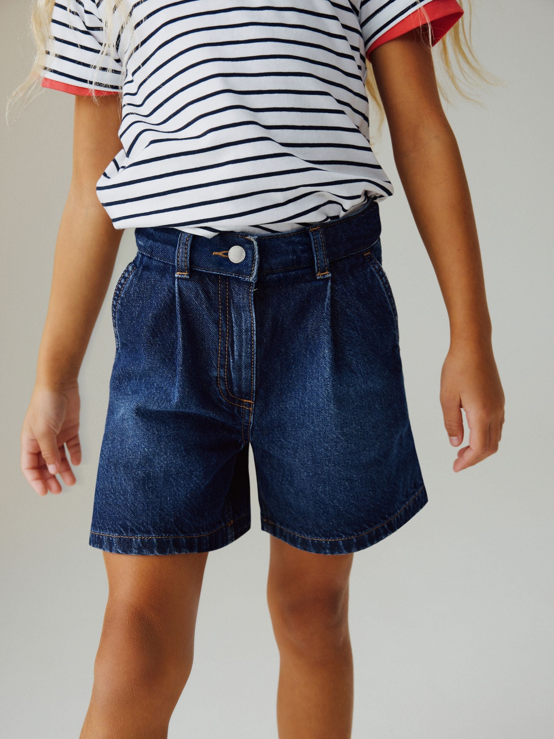 Dsiney Kidz - Dark Wash Relaxed Denim Pleated Shorts (3-16yrs) image 1