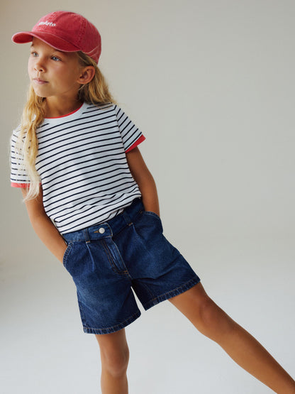 Dsiney Kidz - Dark Wash Relaxed Denim Pleated Shorts (3-16yrs) image 2