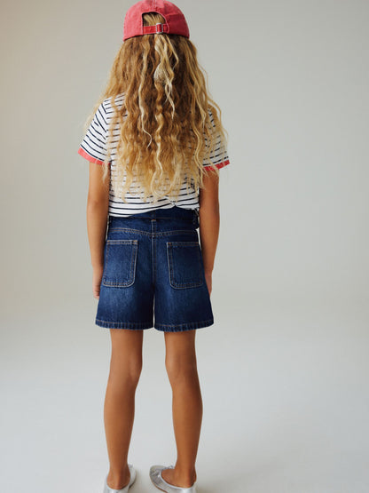 Dsiney Kidz - Dark Wash Relaxed Denim Pleated Shorts (3-16yrs) image 3