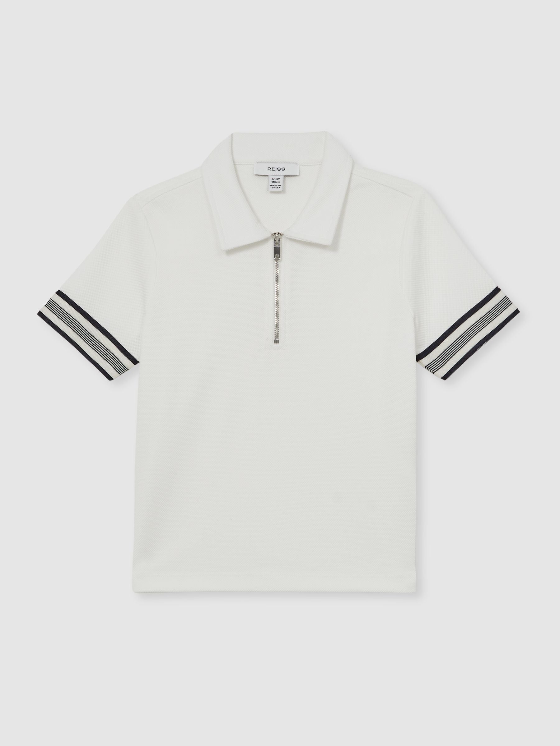 Dsiney Kidz - Reiss White Wills 3-9 yrs Textured Half Zip Polo Shirt image 2