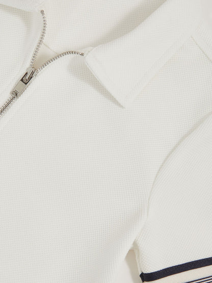 Dsiney Kidz - Reiss White Wills 3-9 yrs Textured Half Zip Polo Shirt image 4