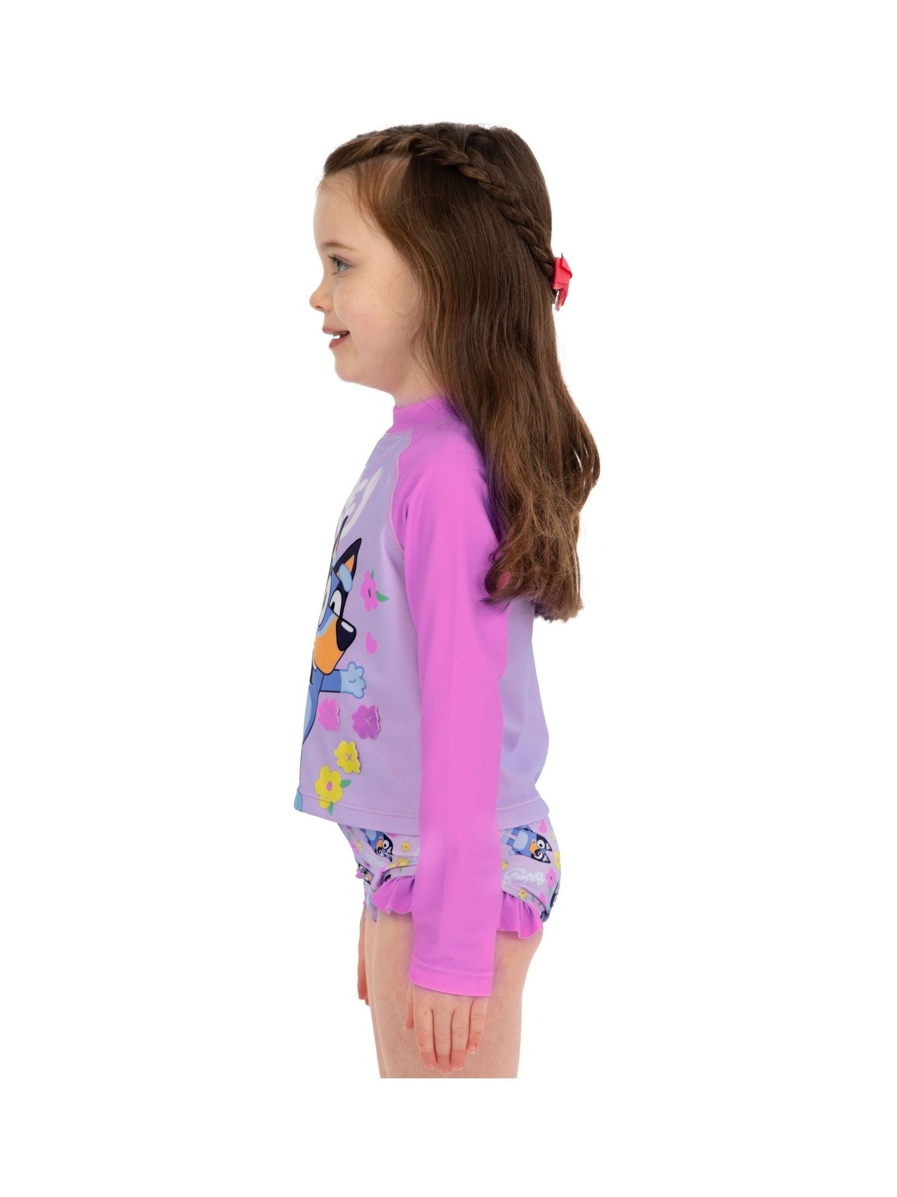 Character Pink Long Sleeve Swimsuit With Frills image 3