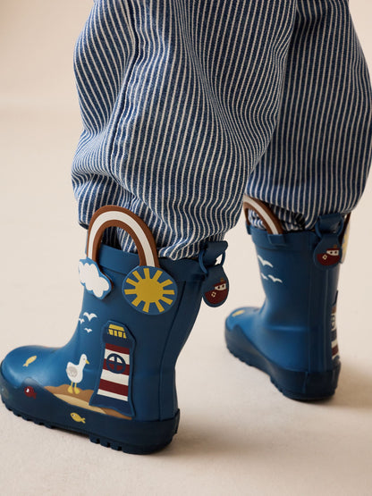 Blue Beach Handle Pull On Wellies image 3