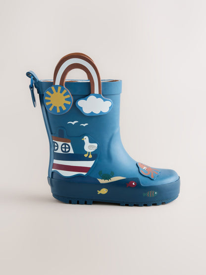 Blue Beach Handle Pull On Wellies image 5