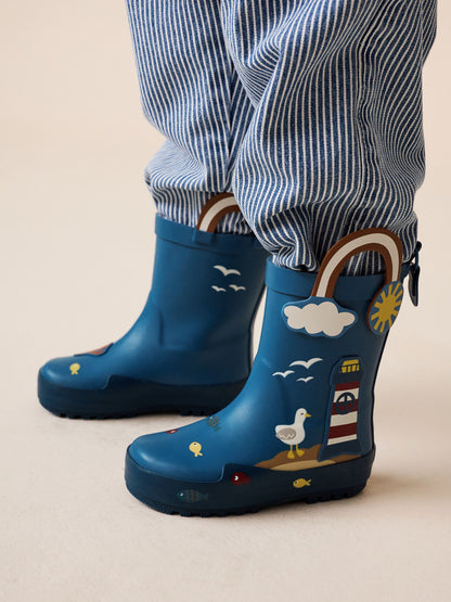 Blue Beach Handle Pull On Wellies image 2