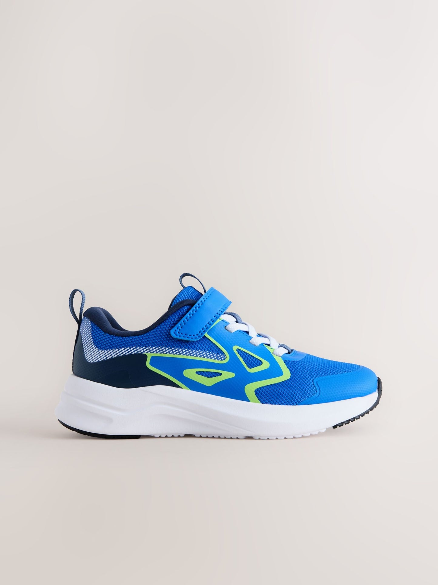 Blue/Lime Standard Fit (F) Touch Fastening Elastic Lace Sporty Trainers image 2